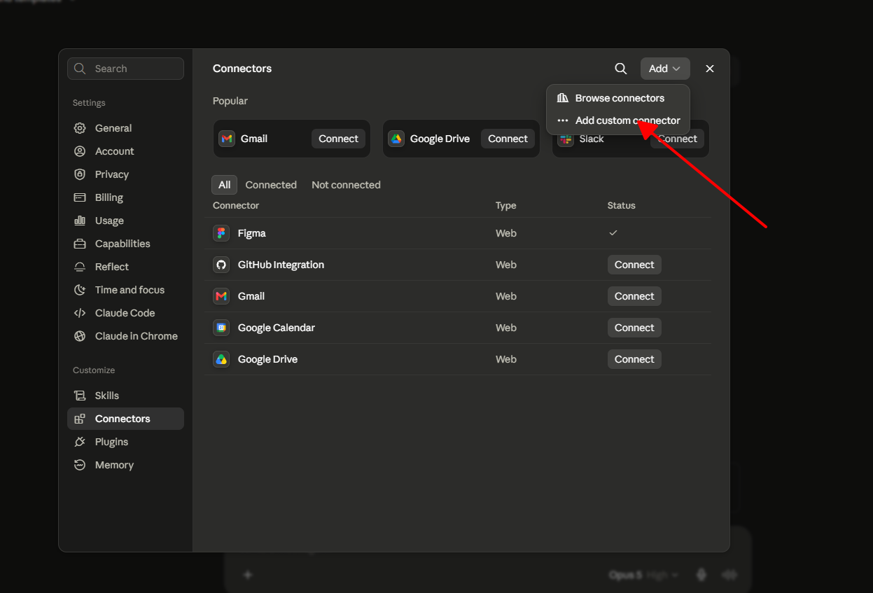 Claude Settings Connectors