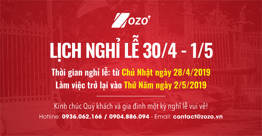 THÔNG BÁO LỊCH NGHỈ LỄ 30/4 & 1/5