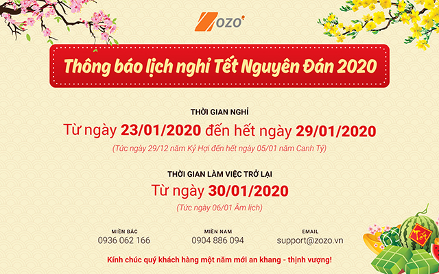 THÔNG BÁO LỊCH NGHỈ TẾT NGUYÊN ĐÁN 2020