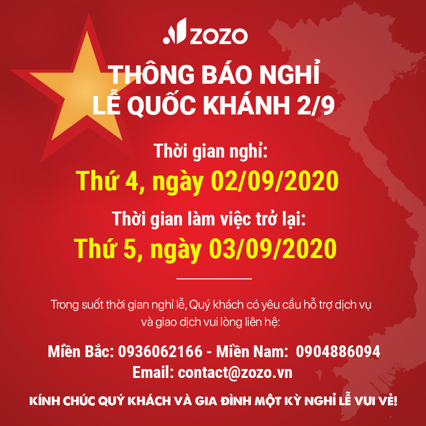 Zozo Thông báo nghỉ lễ Quốc Khánh 2/9/2020