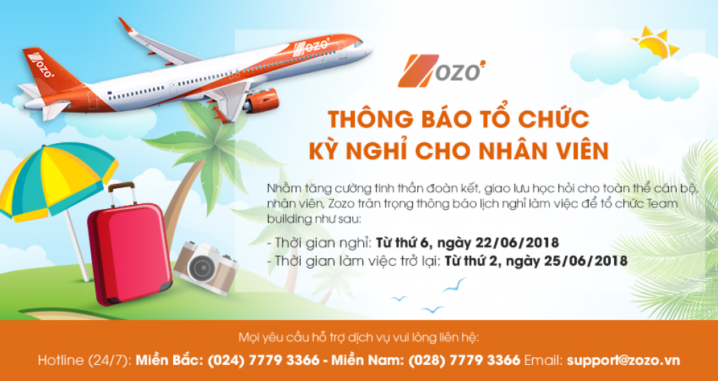 Zozo thông báo: Tổ chức kỳ nghỉ Team Building cho nhân viên