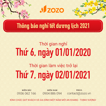 Zozo thông báo lịch nghỉ Tết Dương lịch 2021